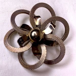 VTG Modernist Denmark Handmade Pinwheel Brooch Overlapping Loops